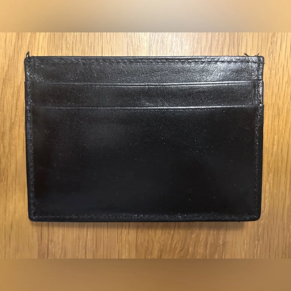 Black Leather Slim Card Holder Wallet with clip